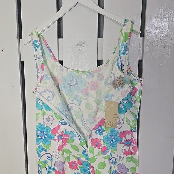 Sigrid Olsen Sport Blue Floral Shift Knee Length Stretch Dress 10 Athleisure - Picture 3 of 11